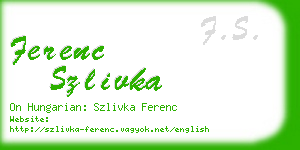 ferenc szlivka business card